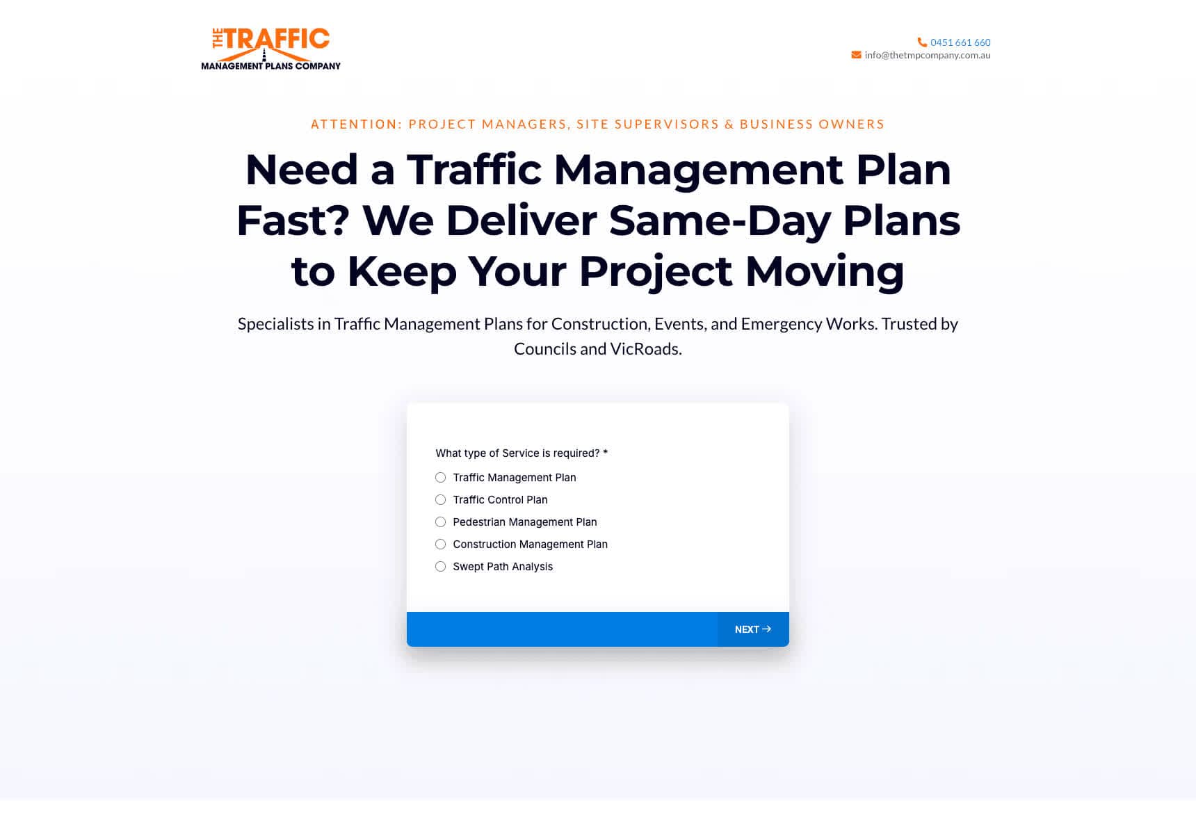 The TMP Company landing page