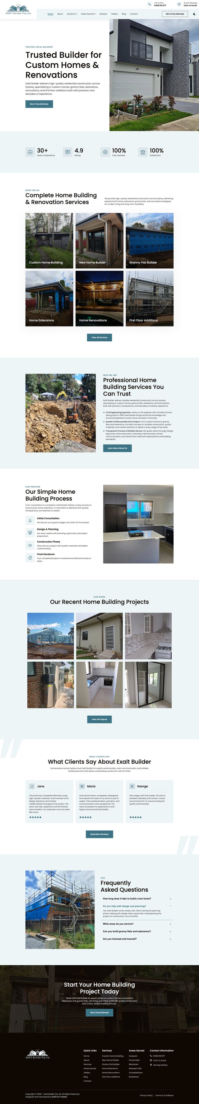 Exalt Builder website